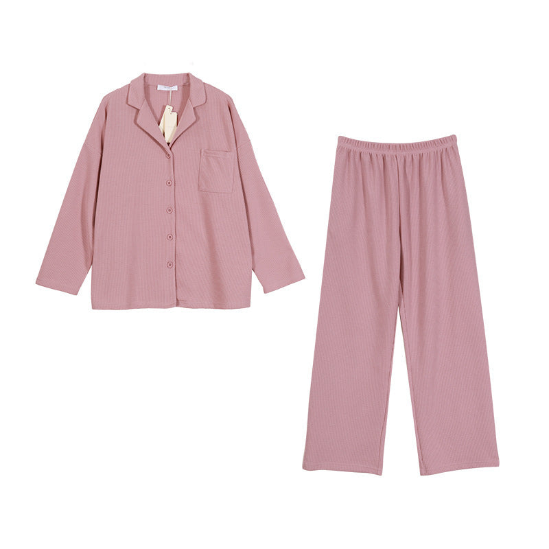 Knit Two-piece Suit Long-sleeved Trousers Ladies' Homewear Pajamas Loose Confinement Clothing