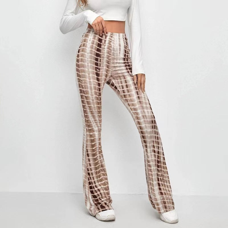 Hip Retro Printed Bootleg Pants Casual Pants