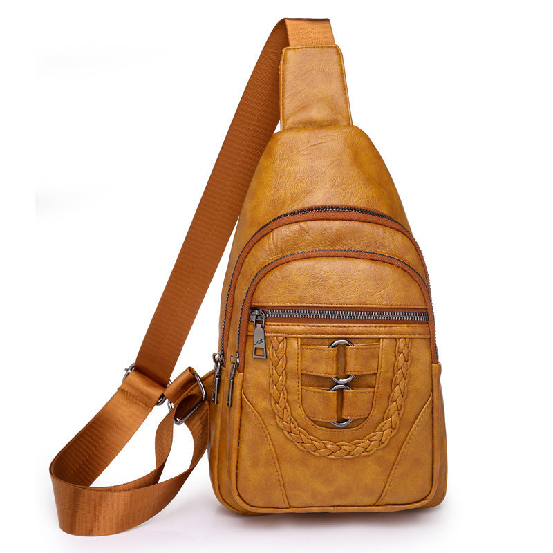 New Retro Easy Matching Chest PU Messenger Bag Female Cross-border Amazon Hot Chest Bags Ins Women Bag Wholesale