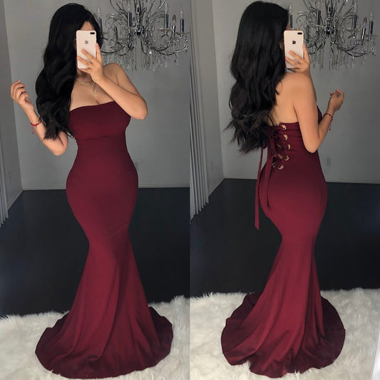 Strapless backless maxi skirt