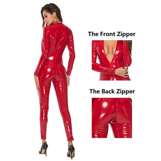 Corset, Mirrored One-piece Leather Jacket, Patent Leather Zipper Pants, Bright Leather Jacket
