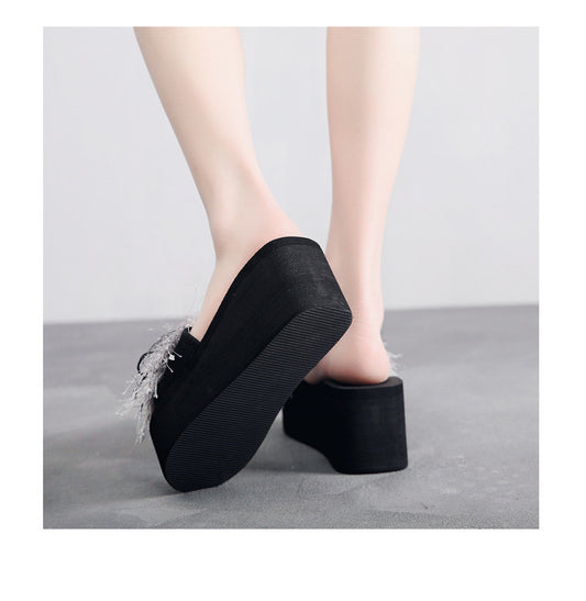 New Style Slippers Female Summer Big Flower Sandals And Slippers One-Word Slippers