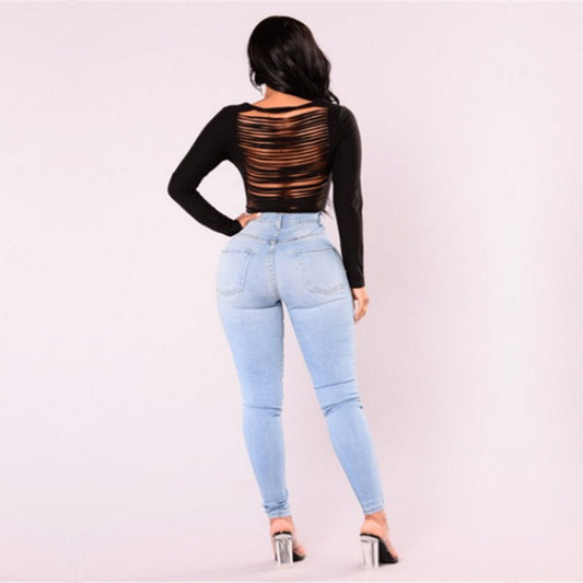 Cross-Border Supply New AliExpress Amazon Wish Explosion Light Color Stretch Jeans Women
