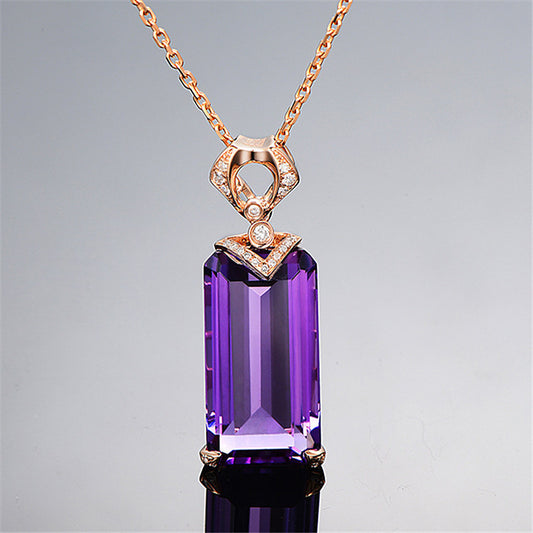 New Luxury Rectangular Amethyst Pendant