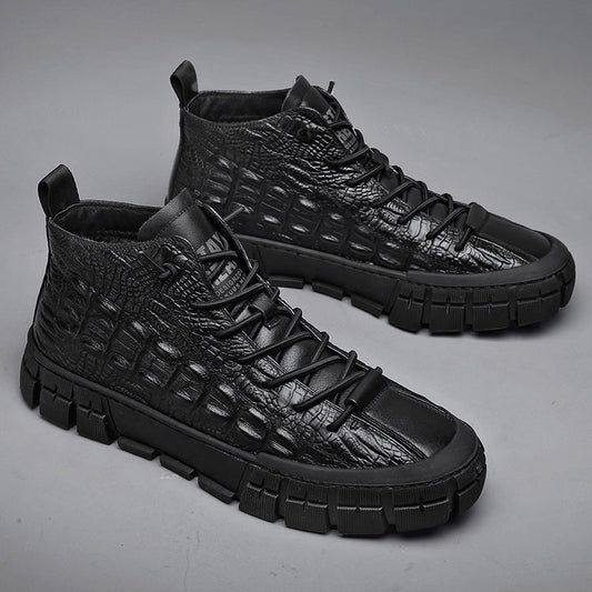 Plus Velvet Thick Warm High-top Cotton Shoes Men's Leather Martin