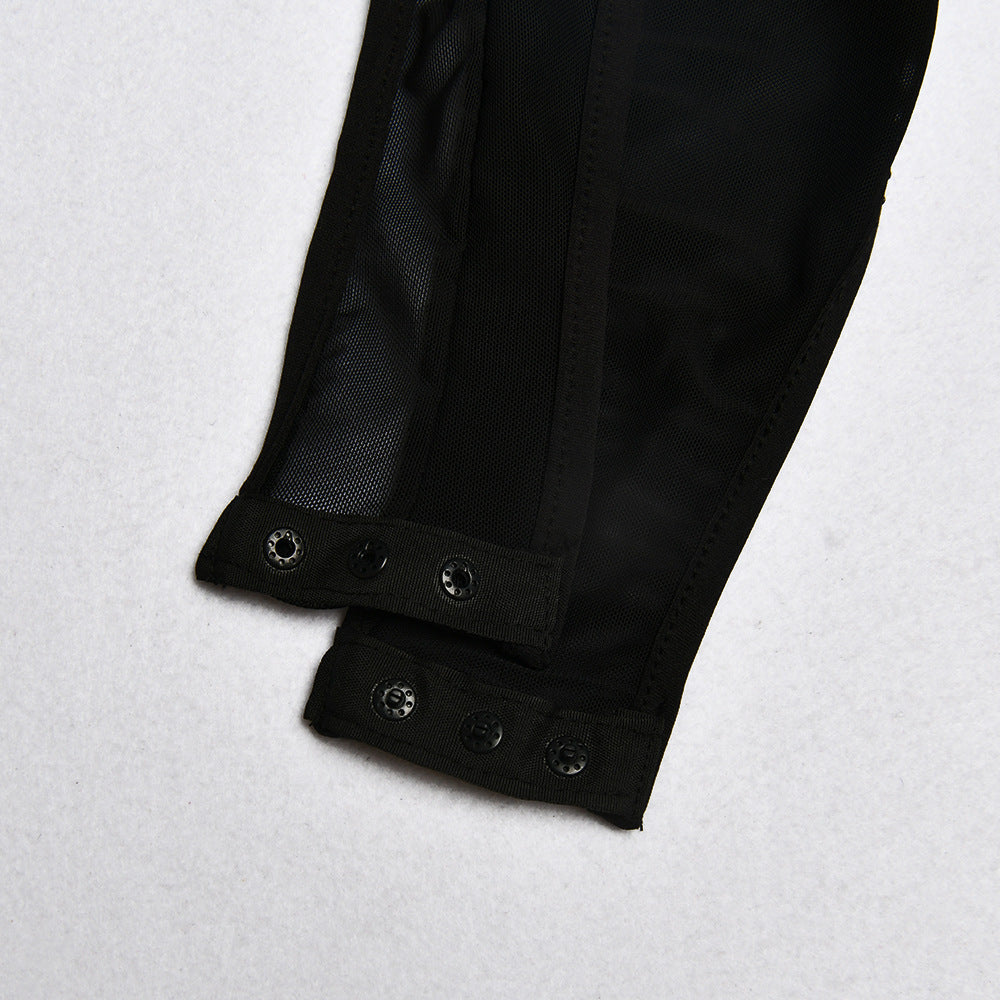 Mesh cutout princess sleeve slim bodysuit