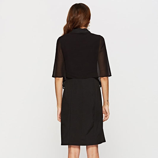 Temperament double-breasted casual cape suit skirt