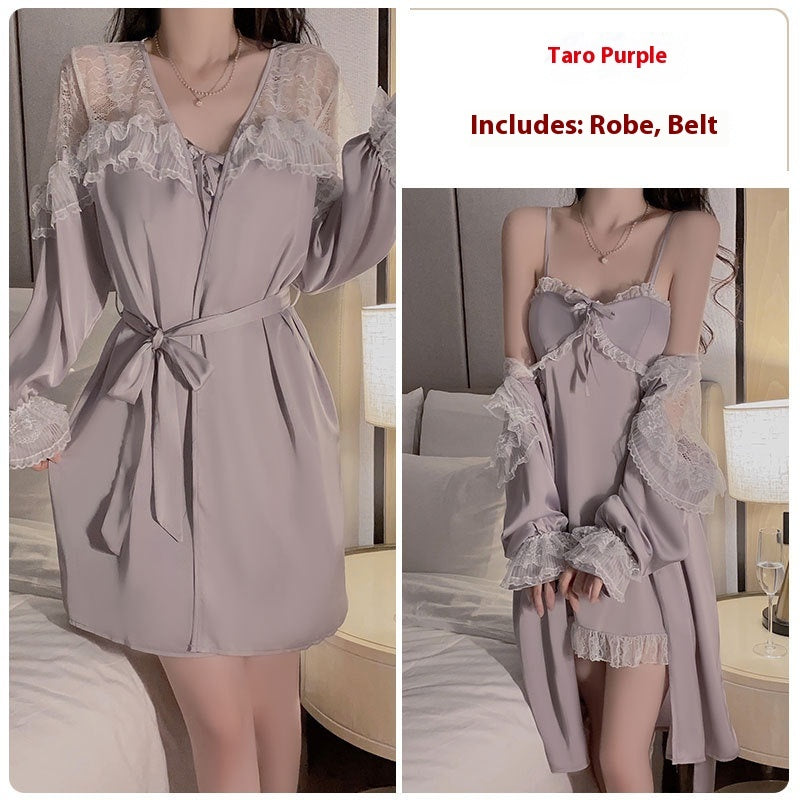 Satin Lace Backless Lace Up Suit