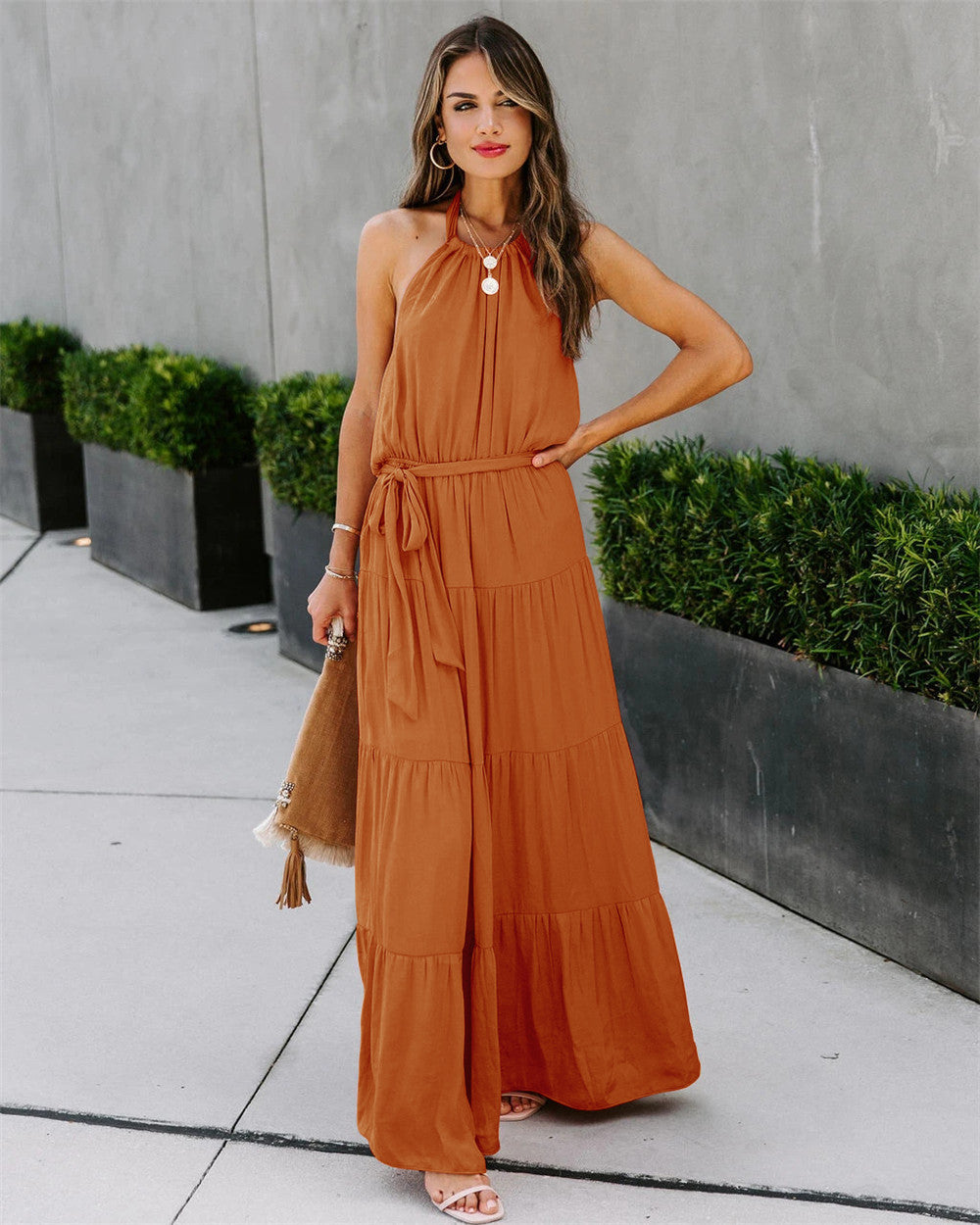 Stitched Sexy Backless Dress