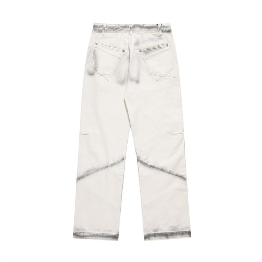 Fashion Printed Lines Straight-leg Trousers Men