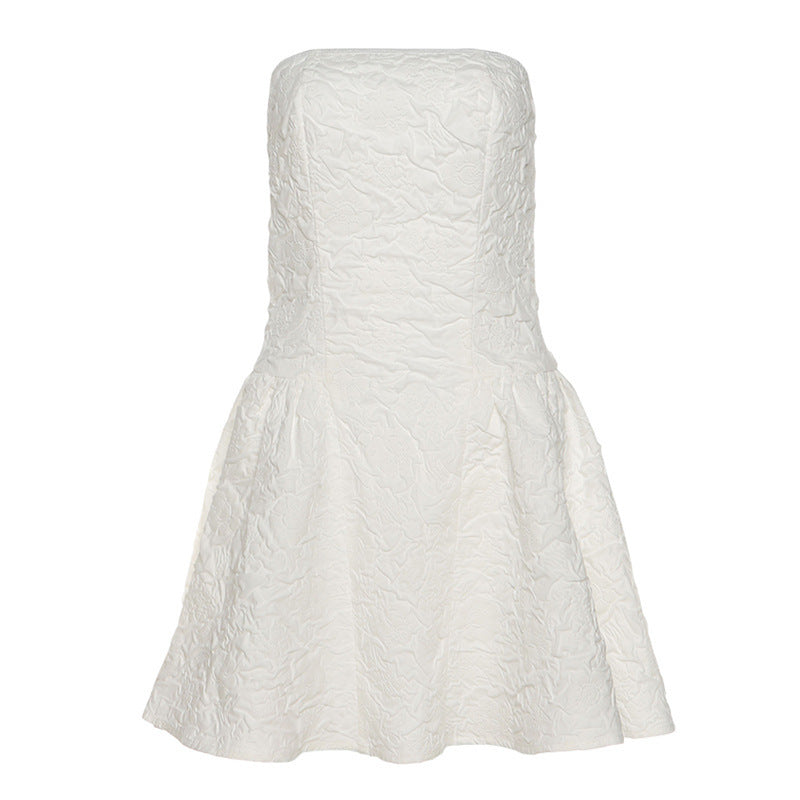 High Waist Slim Sexy Zipper Tube Top Halter Dress Women