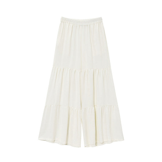 Sleeveless Lace-up Top Loose Drape Flared Pants