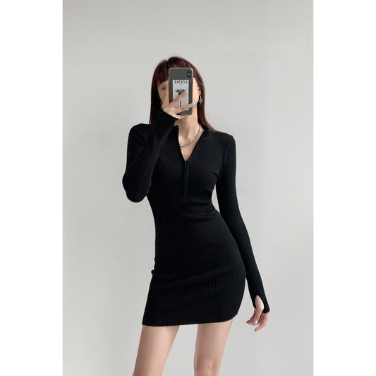 Women's Long Sleeve Knitted Tight Dress