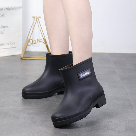 Fashion Work Wear Rain Shoes Adult Warm Women's Mid-calf Rain Boots