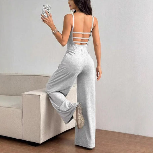 Cross Strap Backless Jumpsuit Lazy