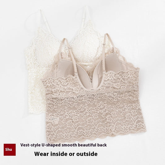 French Lace Underwear Ladies Underwired Backless Bra