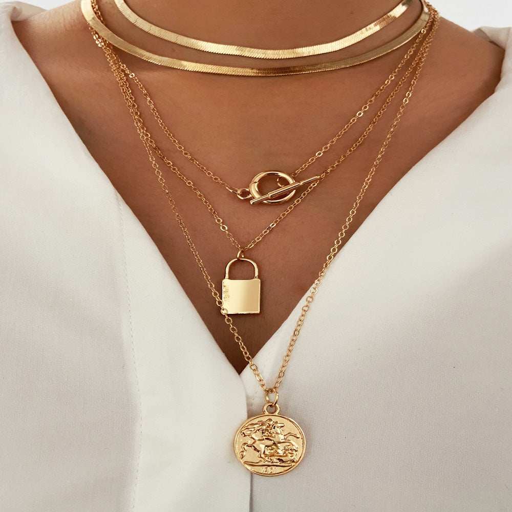 Irregular Metal Piece Chain Multi-layer Necklace