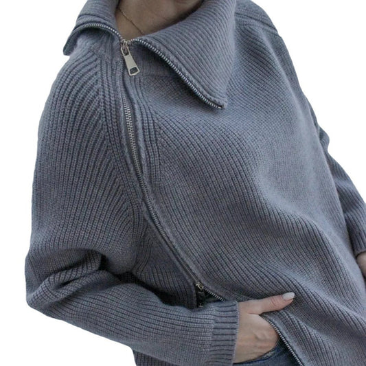 Idle Style Turtleneck Zipper Knitwear Sweater Loose Long Sleeve Top