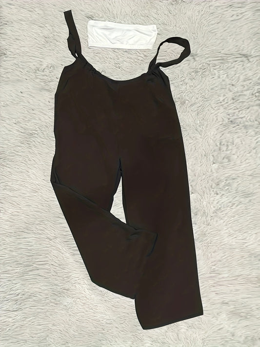 Plus Size Solid Color Pocket Overalls Casual Women's Pants