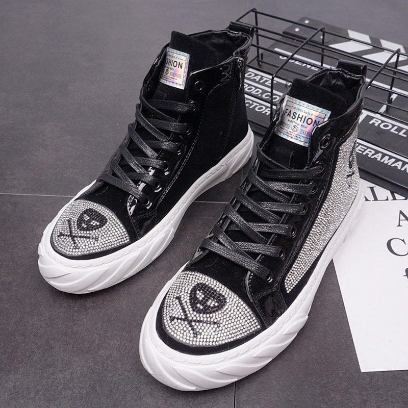 Casual High-top Sneakers With Synthetic Leather And Rubber Sole