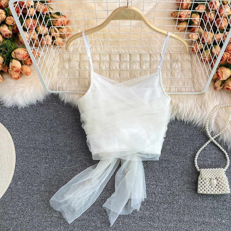 Sling Hong Kong-style Bow Backless Hot Girl Top Vest