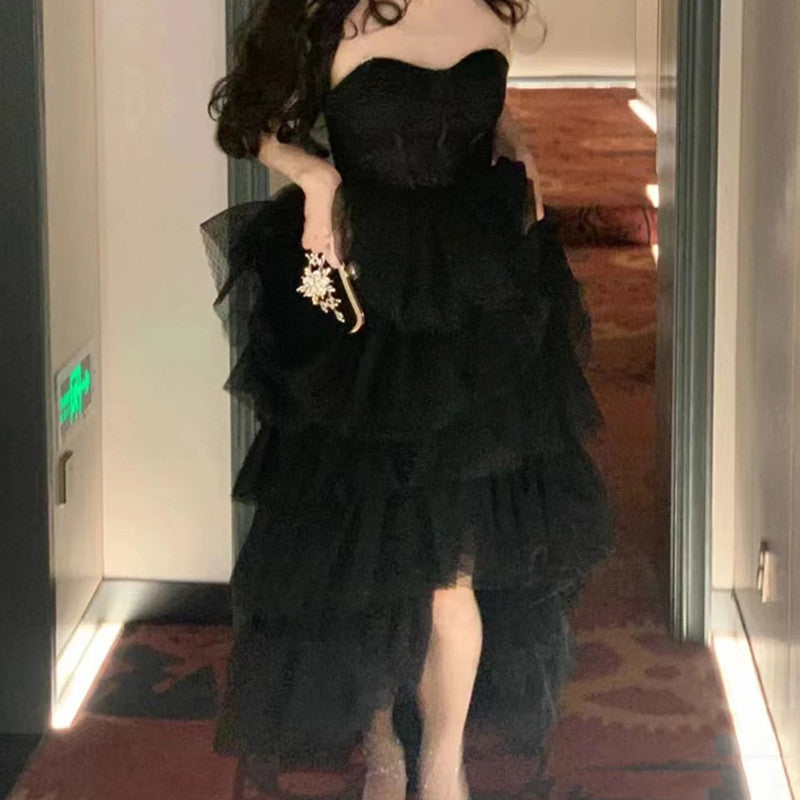 Women's Light Luxury Niche Black Evening Dress