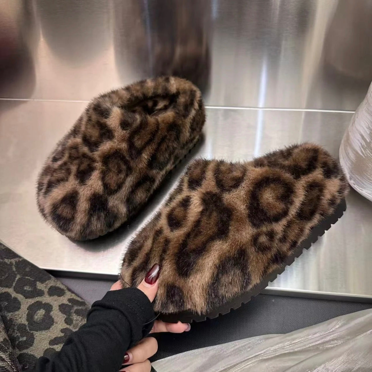 Retro Platform Cotton Shoes Fleece Lined For Women Thick