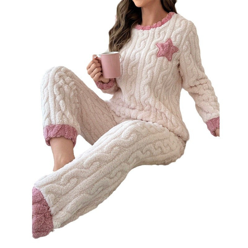 Fashion Sweet Color Matching Pajamas Women's Suit