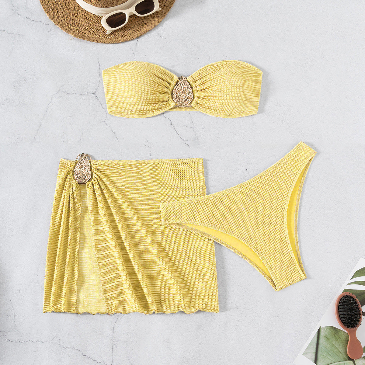 Hot Spring Vacation Beach Three-piece Split Swimsuit Skirt Bikini For Women