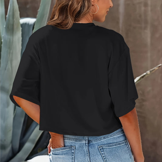 Solid Color Casual Short-sleeved T-shirt For Women