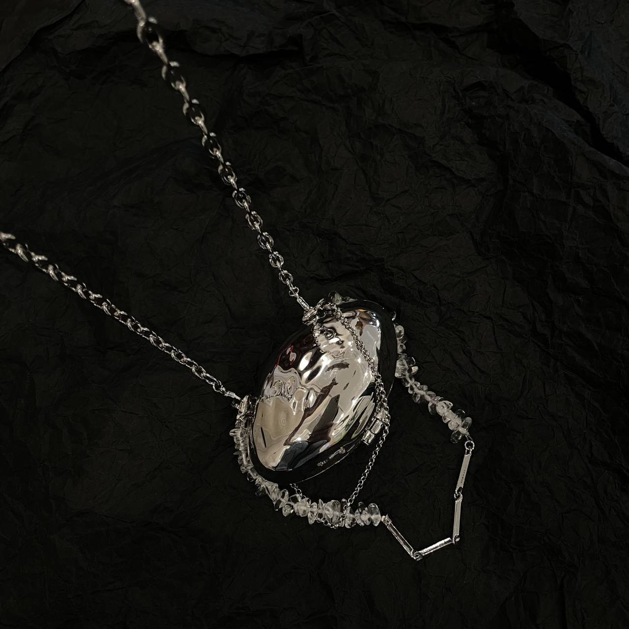 Shell Bag With Silver Metal Accessories