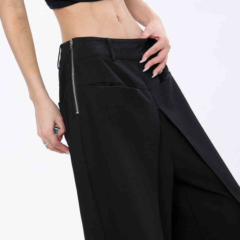 Black Straight Loose Casual Pants Women's Suit Pants