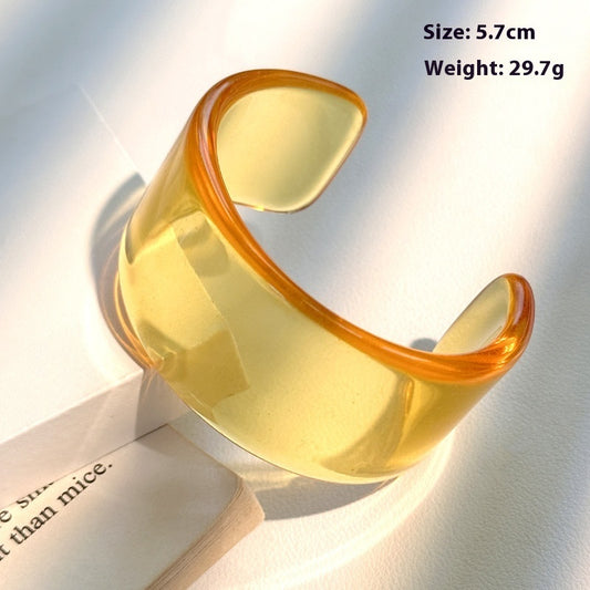 Resin Open Transparent Geometric Brown Bracelet For Women