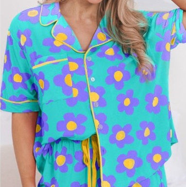 Women's Short-sleeved Two-piece Floral Printing Suit