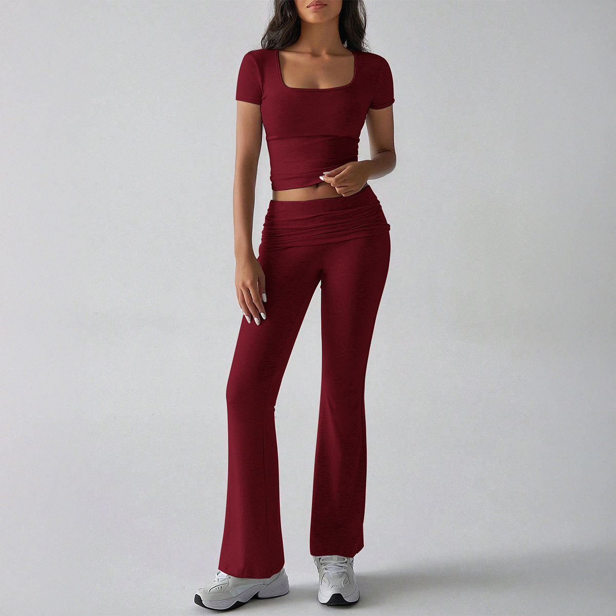 Sports Navel T-shirt Long Pants Suit Women's Clothing