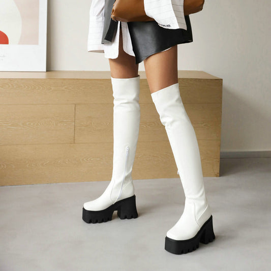 But The Knee Thick Heel High Autumn And Winter New Style Knight Smoke Boots