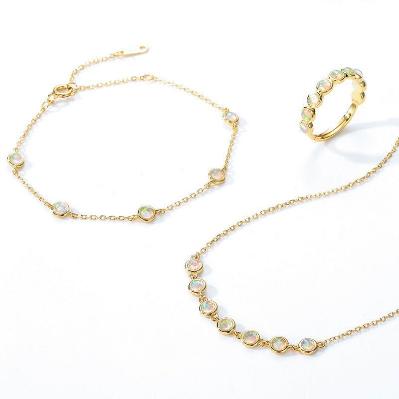 Light Luxury Synthetic S925 Silver Gold Plated Necklace Women