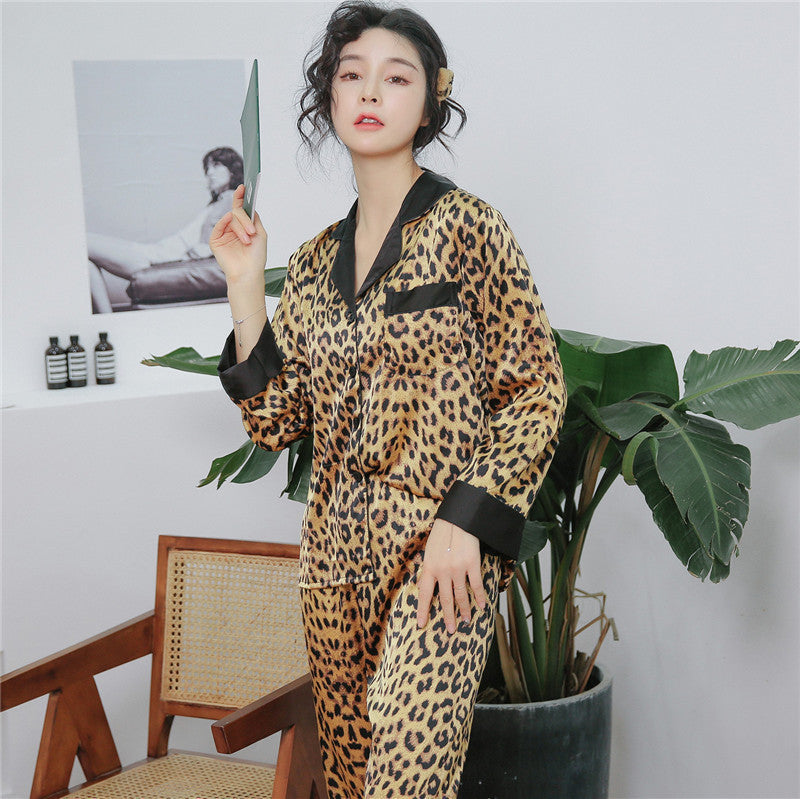 Lapel Home Service Suit Silk Pajamas Women