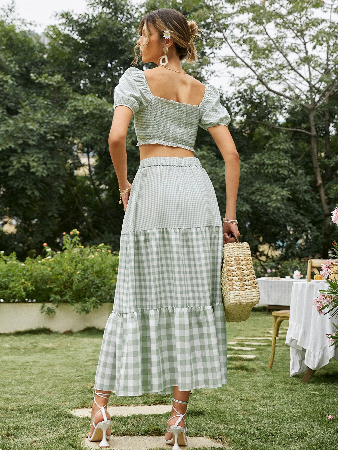 Fashion Casual Commuter Skirt Suit Half Body Solid Color Printing Temperament