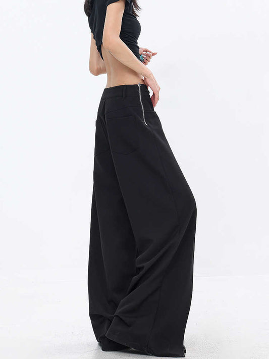 Black Straight Loose Casual Pants Women's Suit Pants