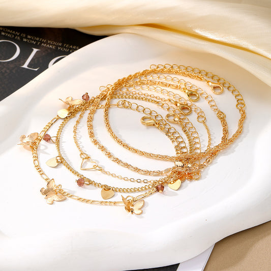 Butterfly Summer Beach Style Anklet Five-piece Set