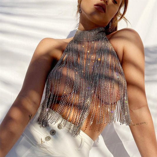 Hot Selling Luxury Crystal Chest Chain Vintage Multilayer Necklace