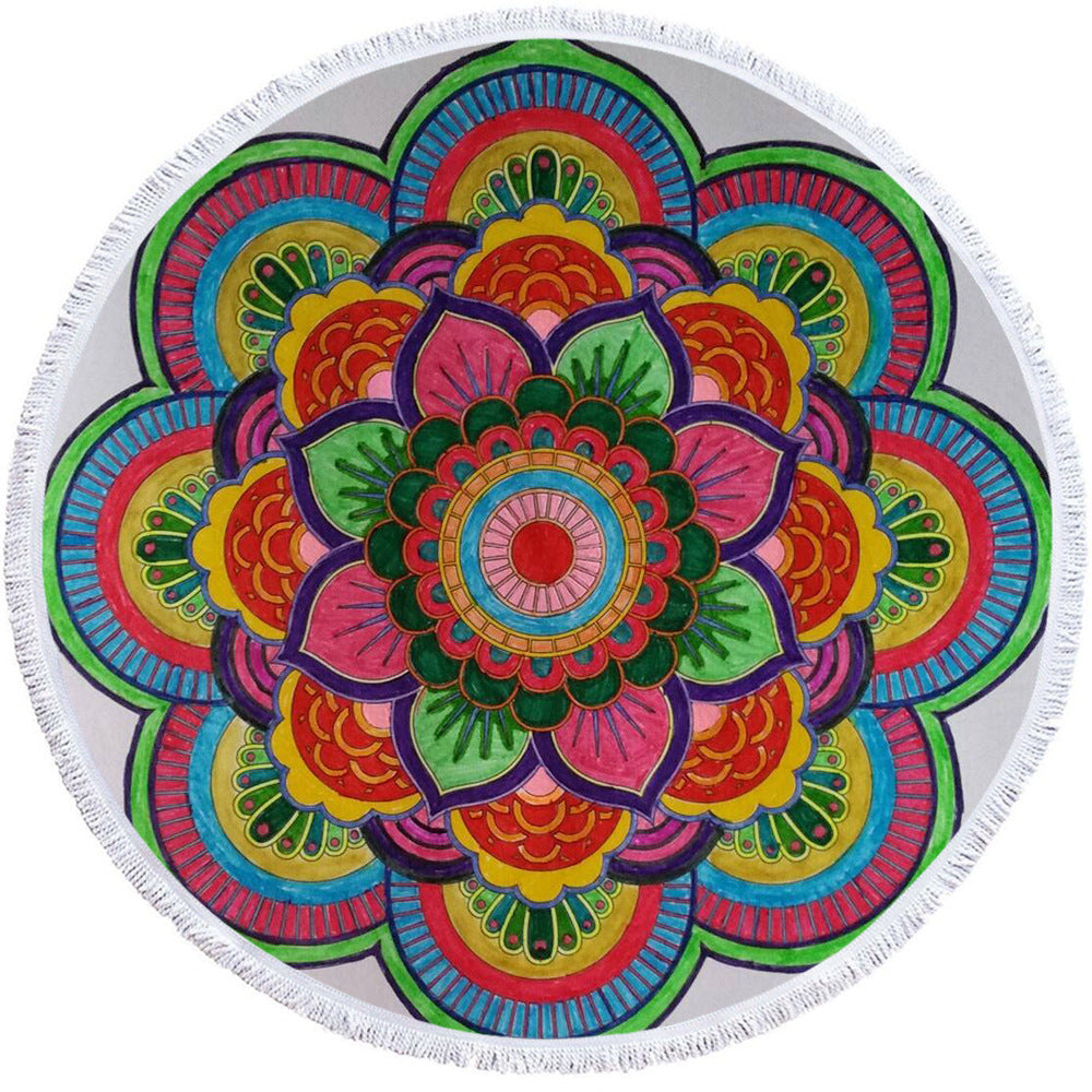 Microfiber 3D Printed Round Beach Towel