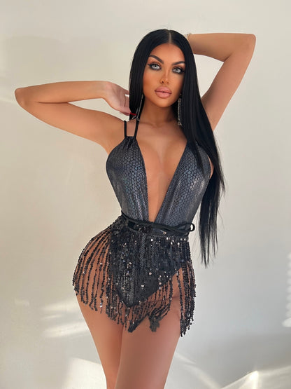 Nightclub Hot Girl Tassel One-piece Swimsuit