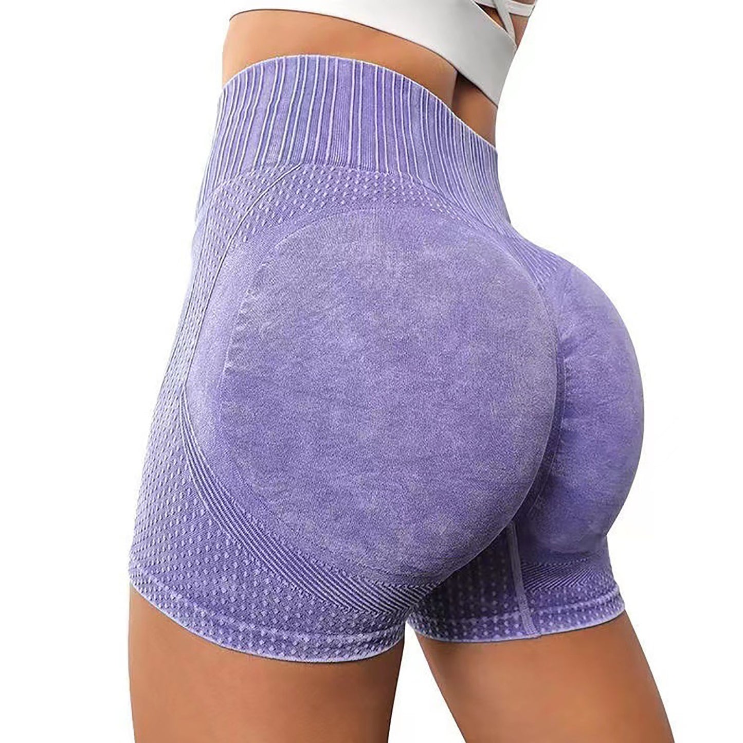 Frosted Washed Seamless High Waist Hip Lifting Yoga Shorts