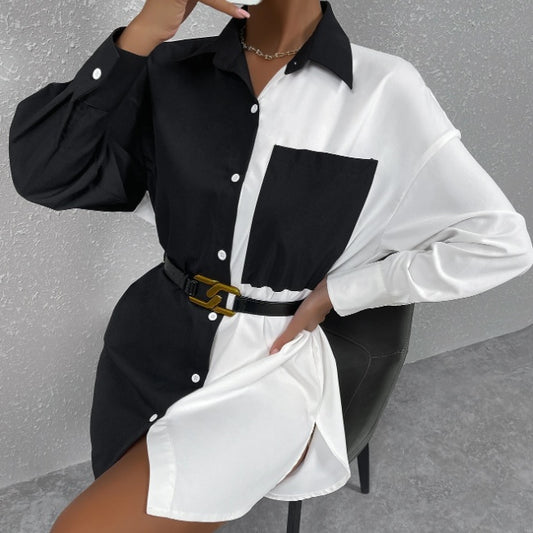 Women's Casual Shirt Black And White Contrast Suitable For Summer