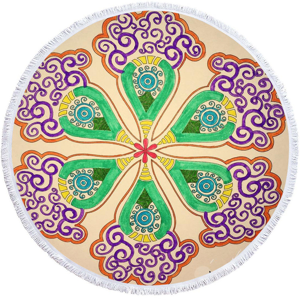 Microfiber 3D Printed Round Beach Towel