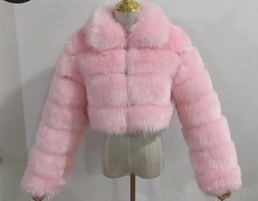 Lapel Imitation Fox Fur Long Sleeve Stitching Women's Light Luxury