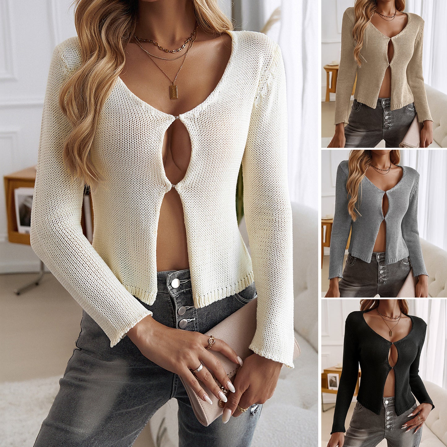 New Hollow Cardigan Long Sleeve Sweaters Women's Clothing