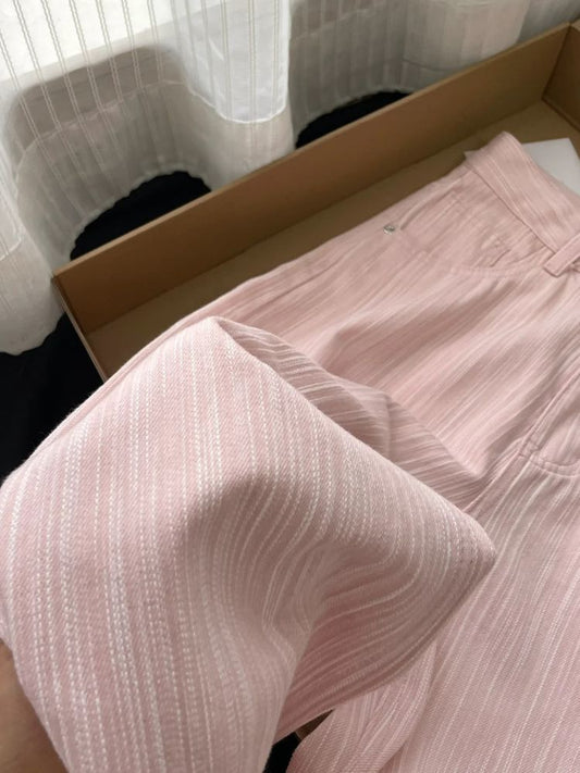 Striped Wide Leg Jeans Women's High Waist